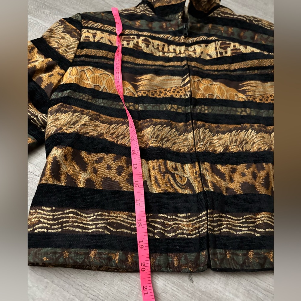 VTG Painted Pony Jacket Sz L Tapestry Animal Southwestern Print Cropped Cheetah - Picture 7 of 10